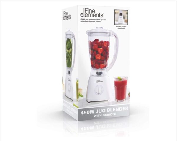 FINE ELEMENTS JUG BLENDER WITH COFFEE GRINDER ATTACHMENT, 1500ML